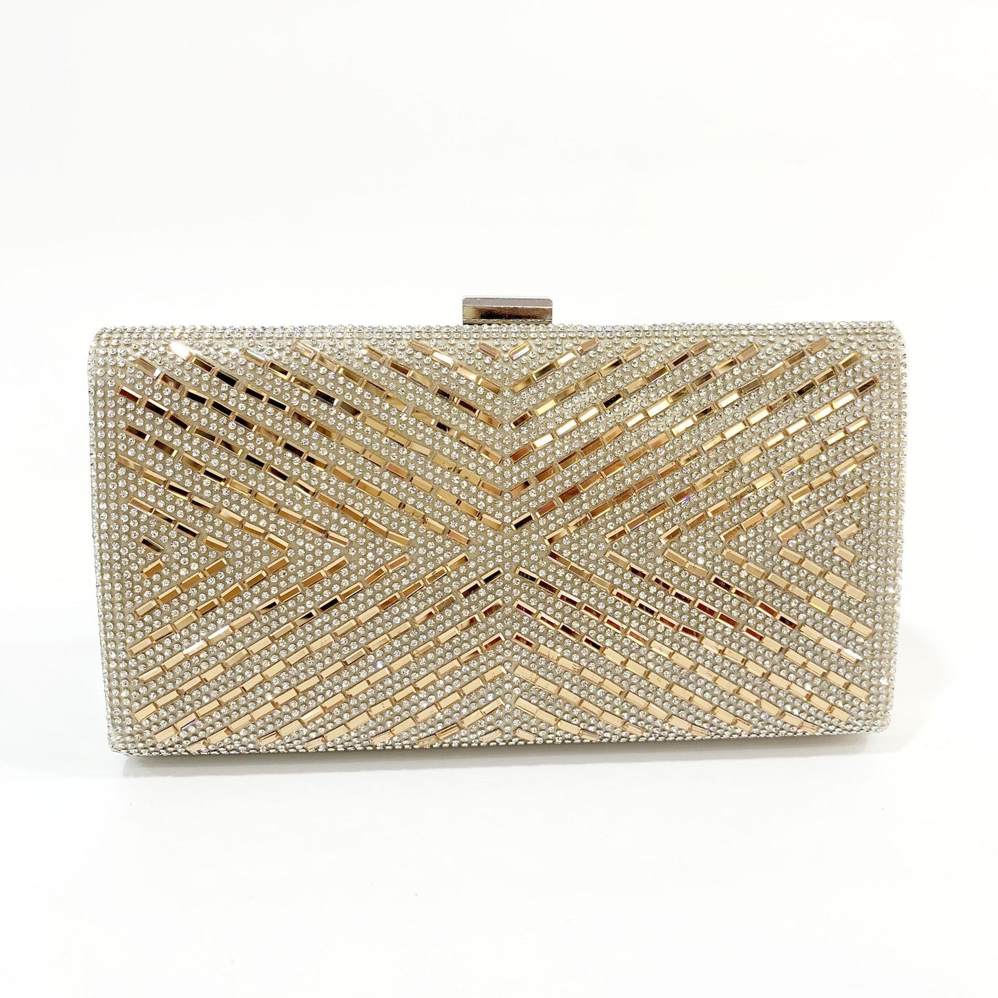 X-Striped Rhinestone Hand-held Evening Clutch Bag