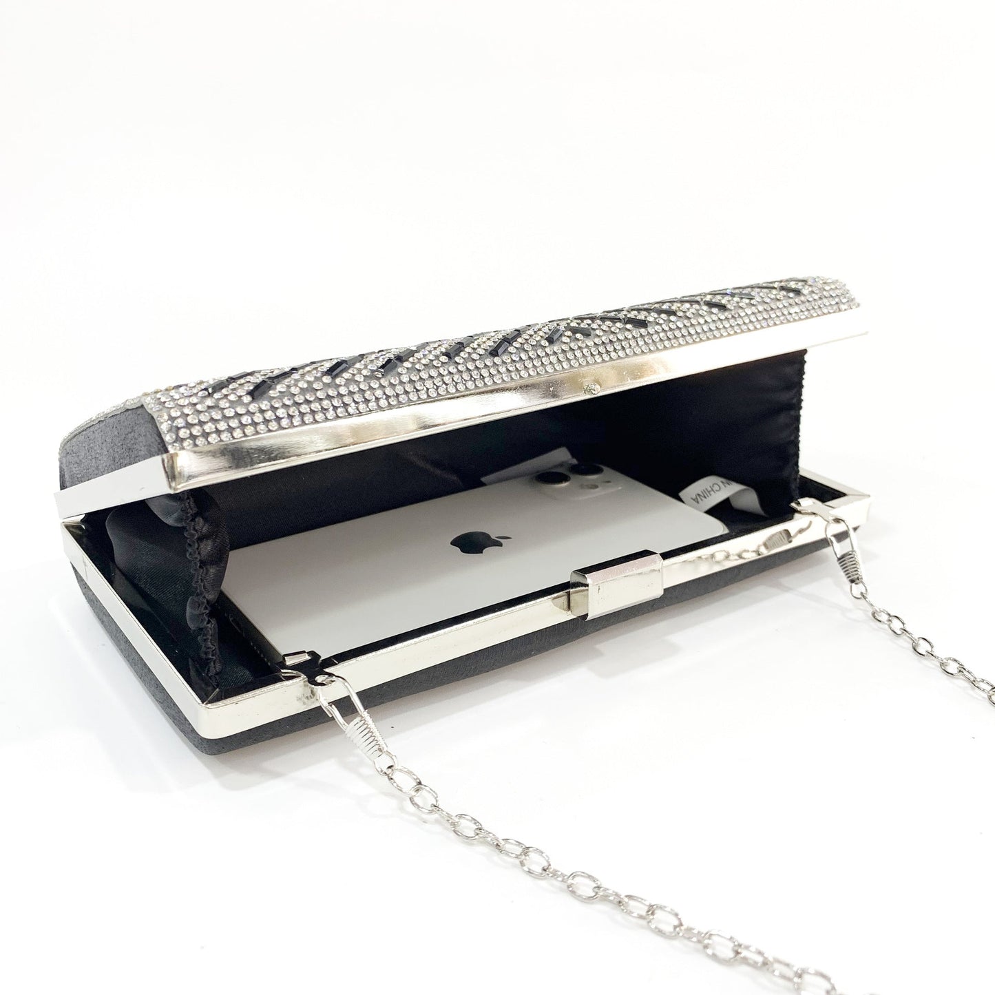 X-Striped Rhinestone Hand-held Evening Clutch Bag