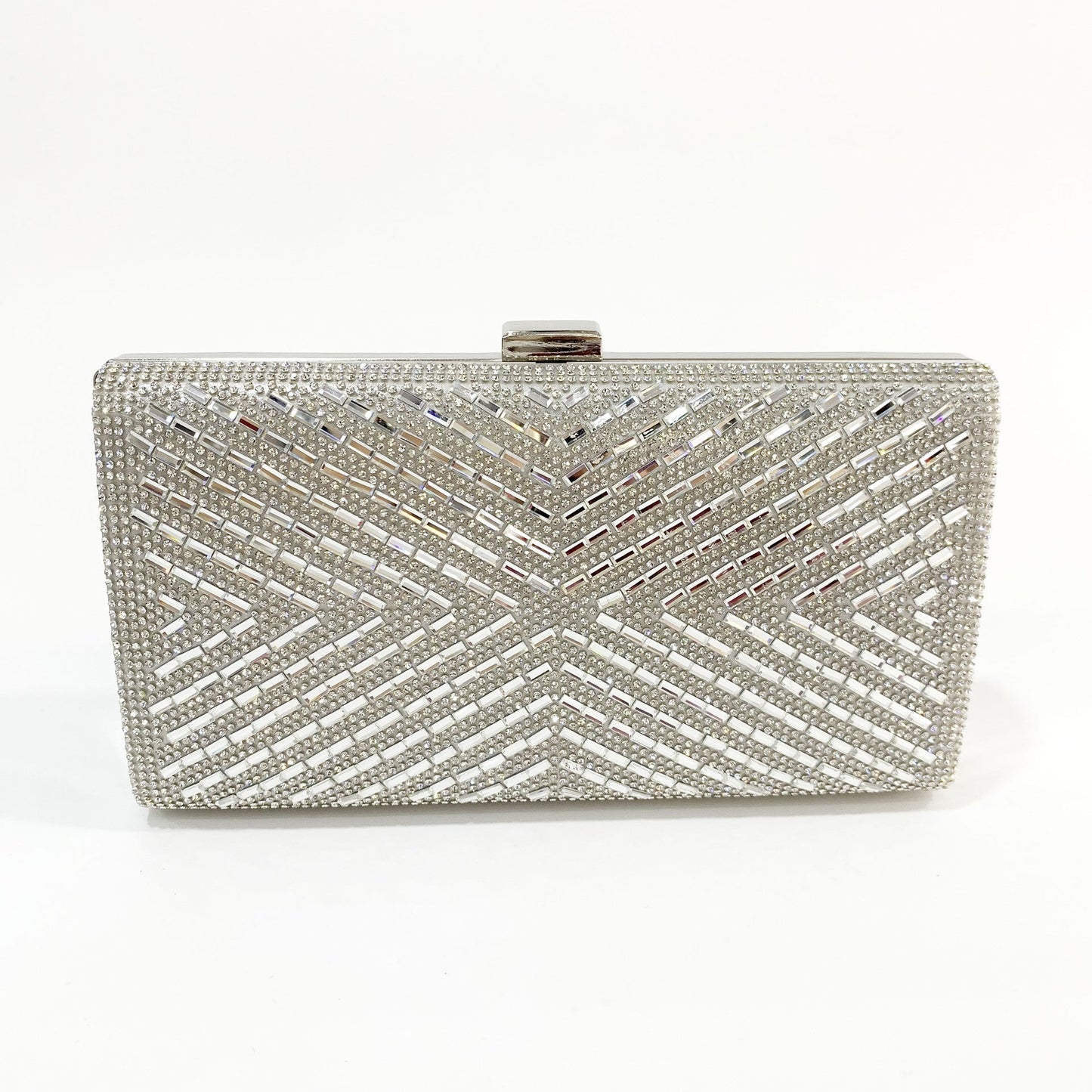 X-Striped Rhinestone Hand-held Evening Clutch Bag