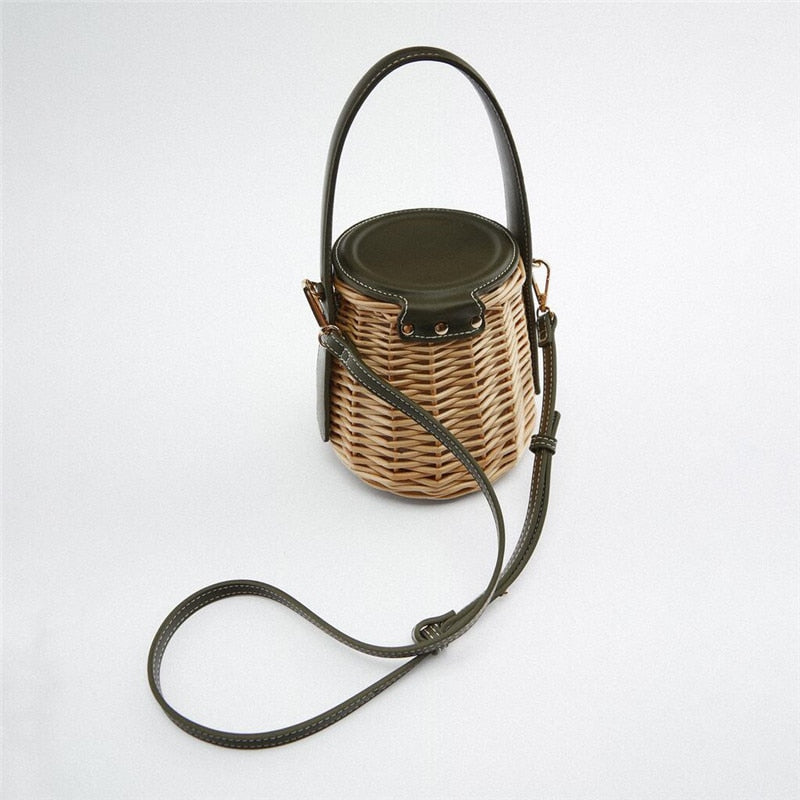 Lydia Basket Bag with Leather Cover