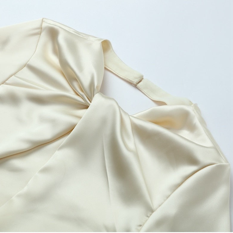 Lyla Front Knot and Backless Satin Maxi Dress