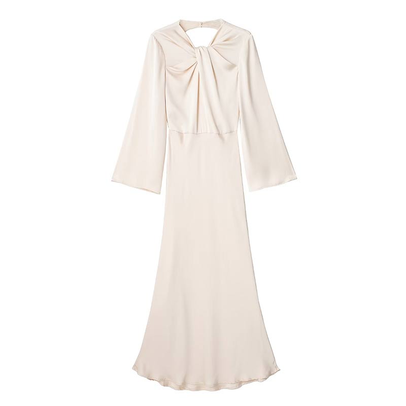 Lyla Front Knot and Backless Satin Maxi Dress