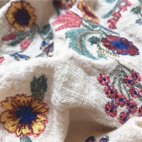 Lyna Floral Embroidery Off the Shoulder Boho Blouse