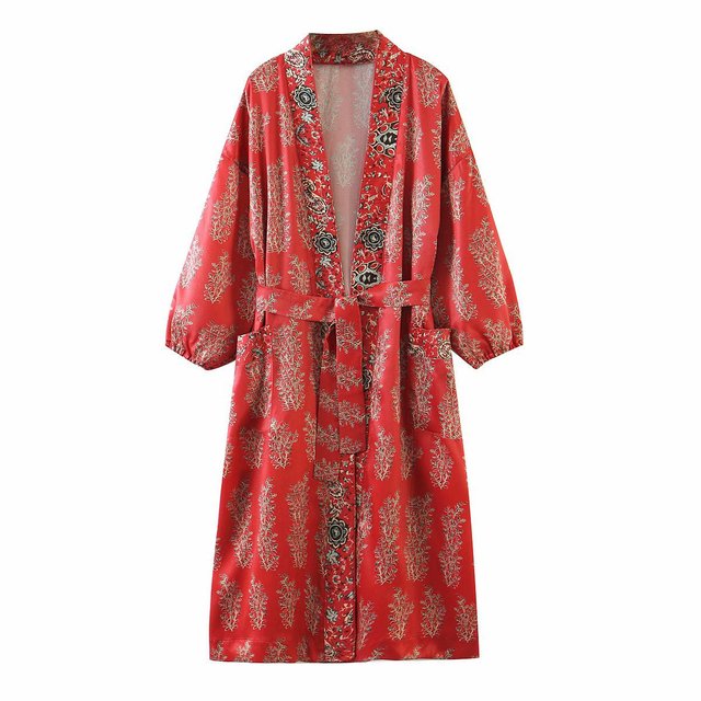 Lynn Floral Kimono Satin Robe Dress