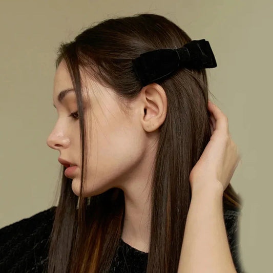 Velvet Black Head Bow Headdress - Christmas Hair Accessory