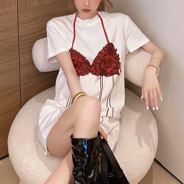 Mabel Rose Bra Prints T-Shirt Dress
