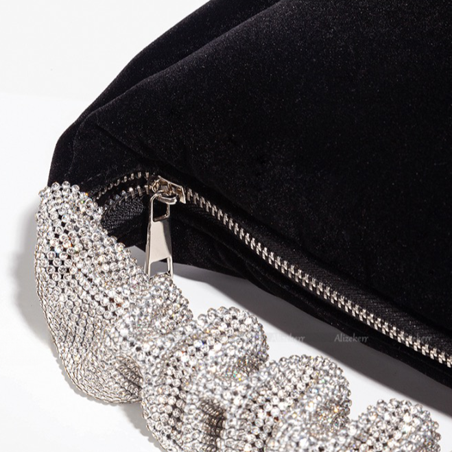 Maeve Sequin Handle Velvet Pouch Bag
