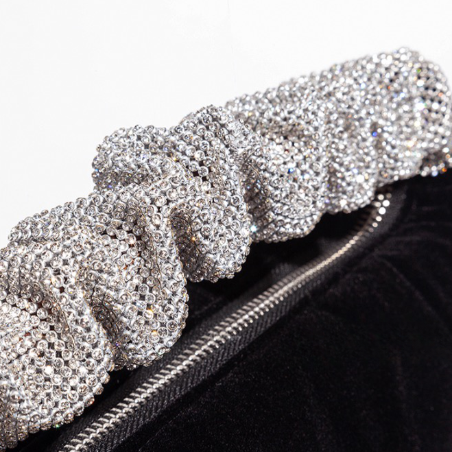 Maeve Sequin Handle Velvet Pouch Bag