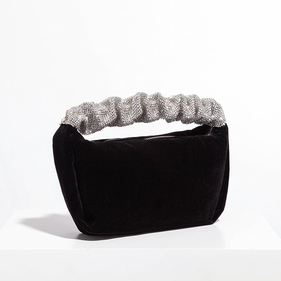 Maeve Sequin Handle Velvet Pouch Bag
