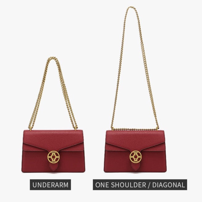 Magenta Leather Flap Bag