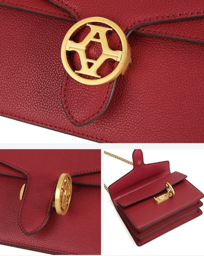 Magenta Leather Flap Bag