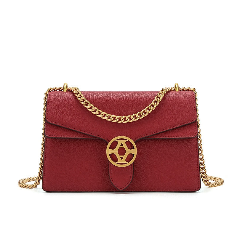 Magenta Leather Flap Bag