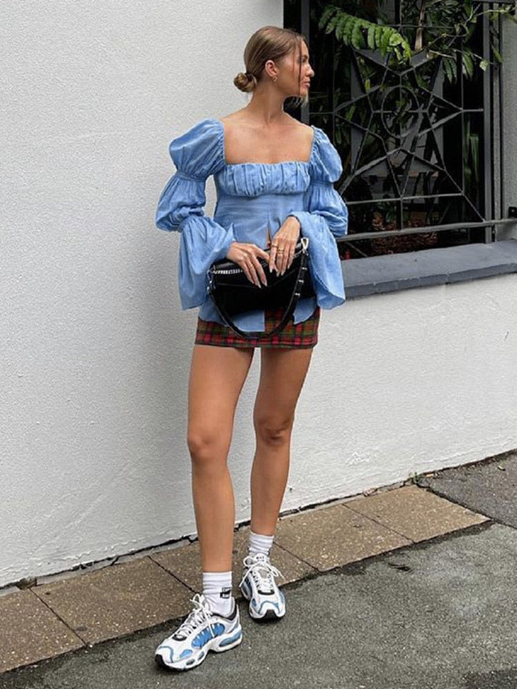 Maggie Square Neck Blouse with Cascading Puff Sleeves - 3 Colors