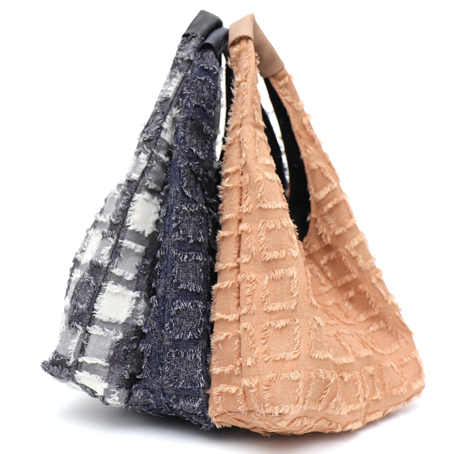 Maja Frayed Tweed Look Hobo Bags - 3 Colors