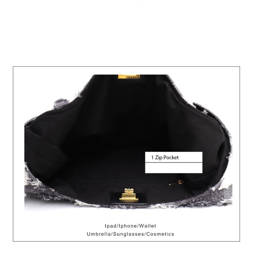 Maja Frayed Tweed Look Hobo Bags - 3 Colors