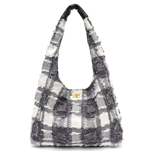 Maja Frayed Tweed Look Hobo Bags - 3 Colors