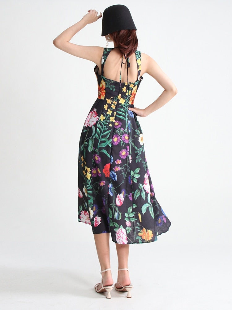 Malena Dark Spring Floral Dress