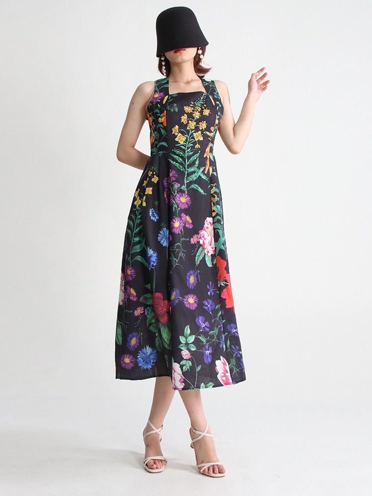 Malena Dark Spring Floral Dress