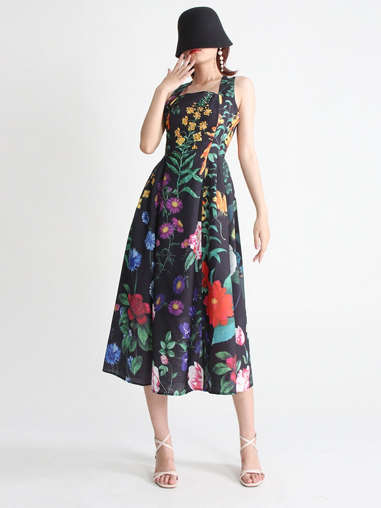 Malena Dark Spring Floral Dress