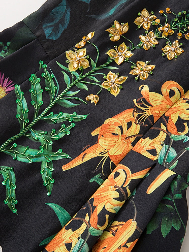 Malena Dark Spring Floral Dress