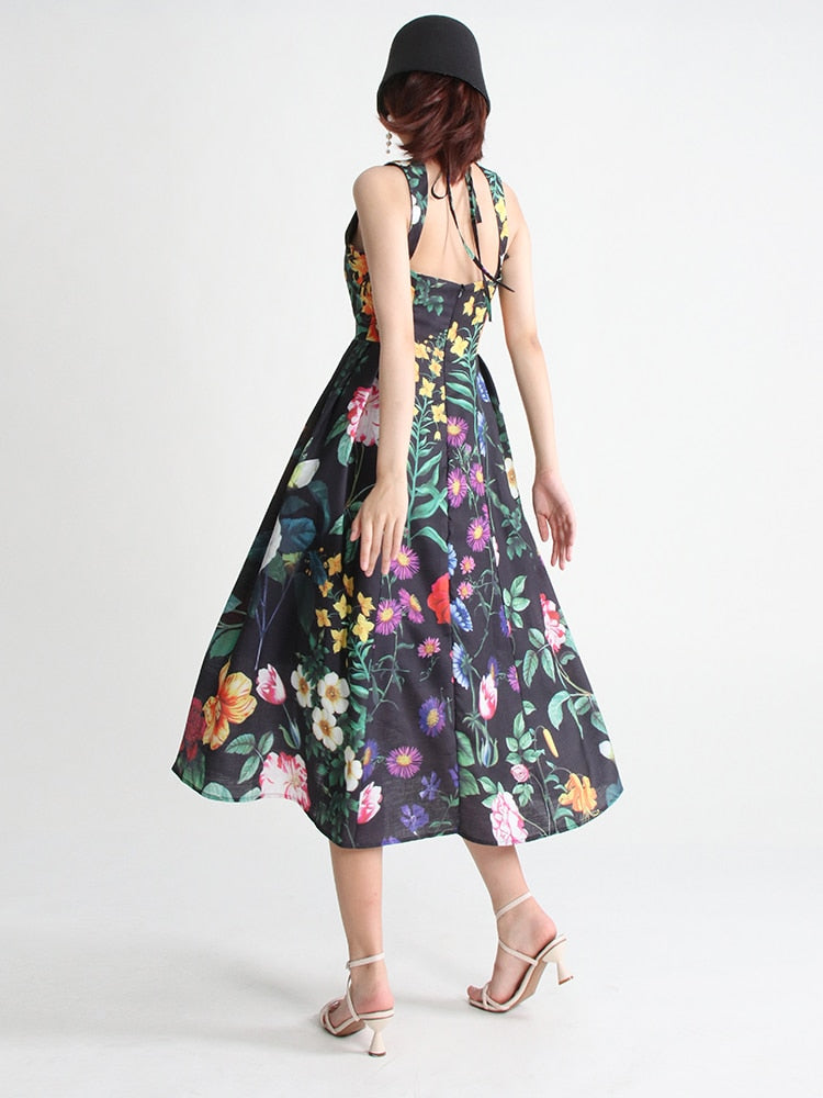 Malena Dark Spring Floral Dress