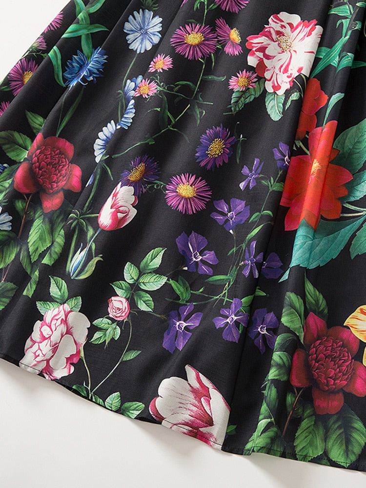 Malena Dark Spring Floral Dress