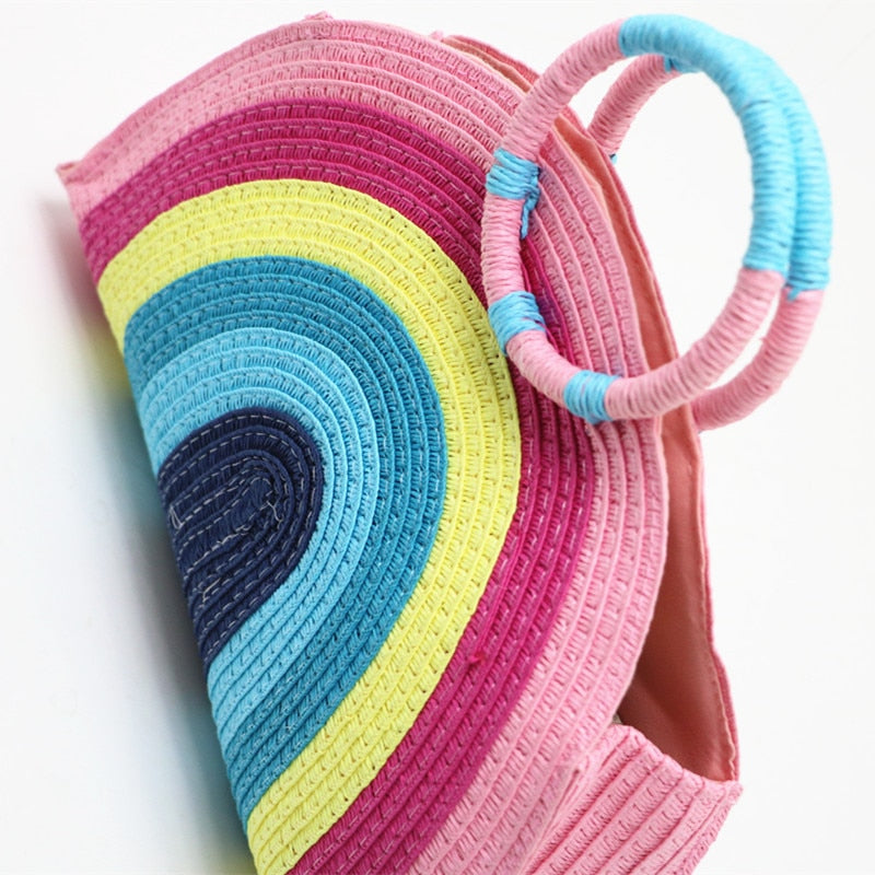 Malia Rainbow Stripe Woven Handbag