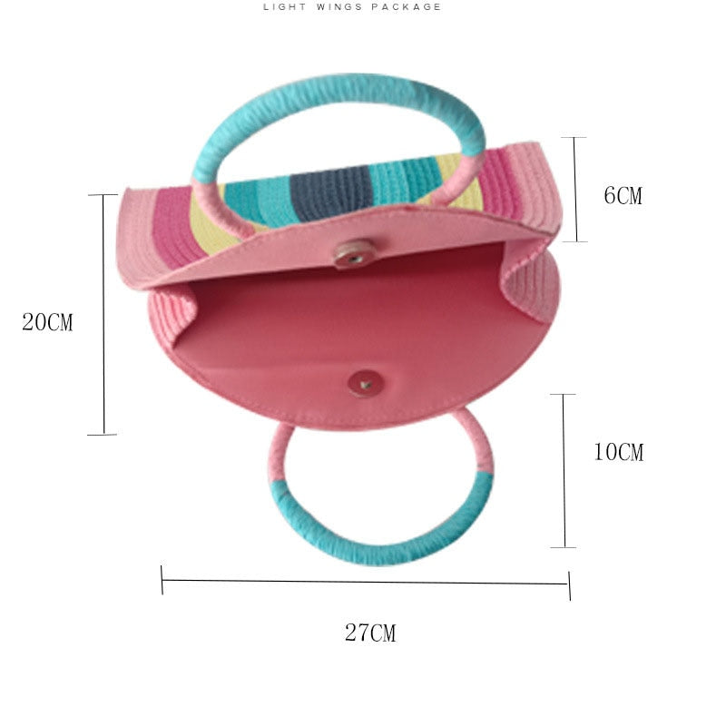 Malia Rainbow Stripe Woven Handbag