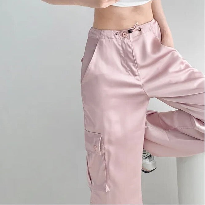 Malin Casual Luxe Satin Cargo Pants