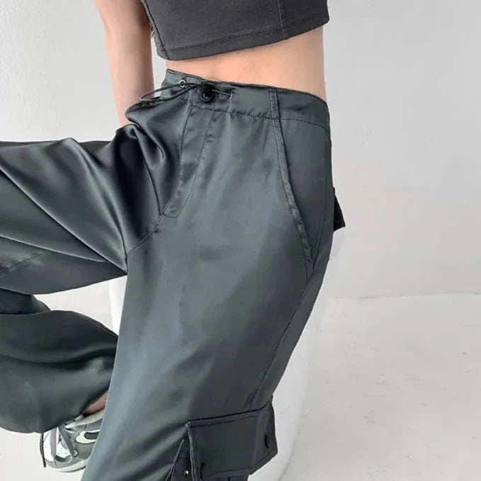 Malin Casual Luxe Satin Cargo Pants