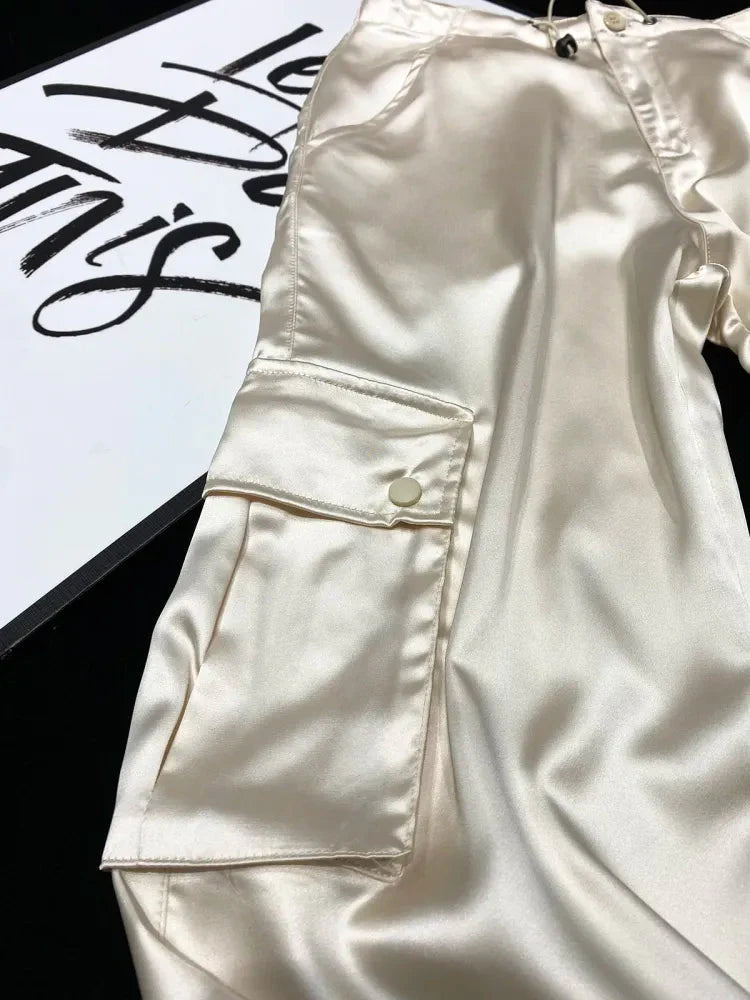 Malin Casual Luxe Satin Cargo Pants