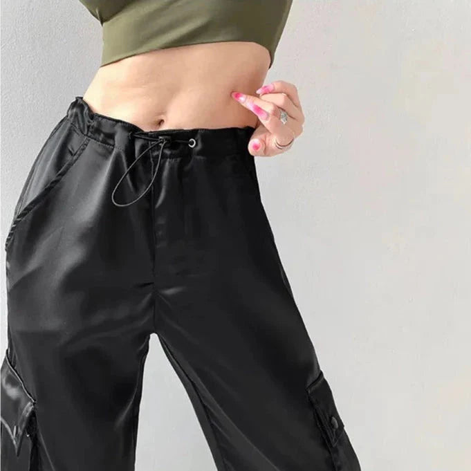 Malin Casual Luxe Satin Cargo Pants