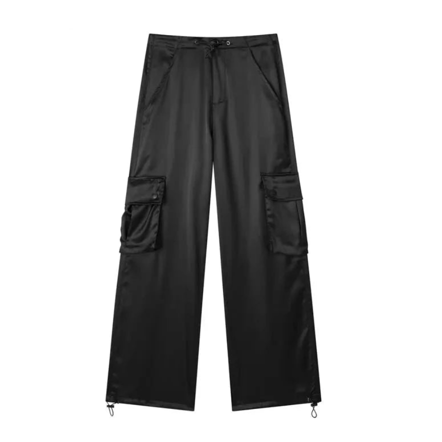 Malin Casual Luxe Satin Cargo Pants