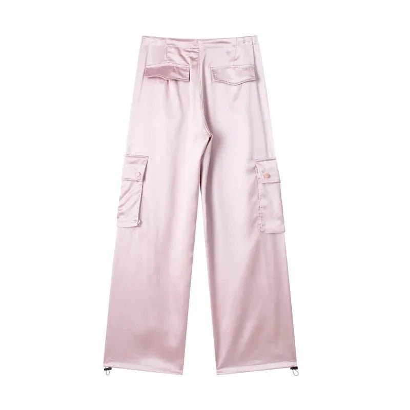 Malin Casual Luxe Satin Cargo Pants