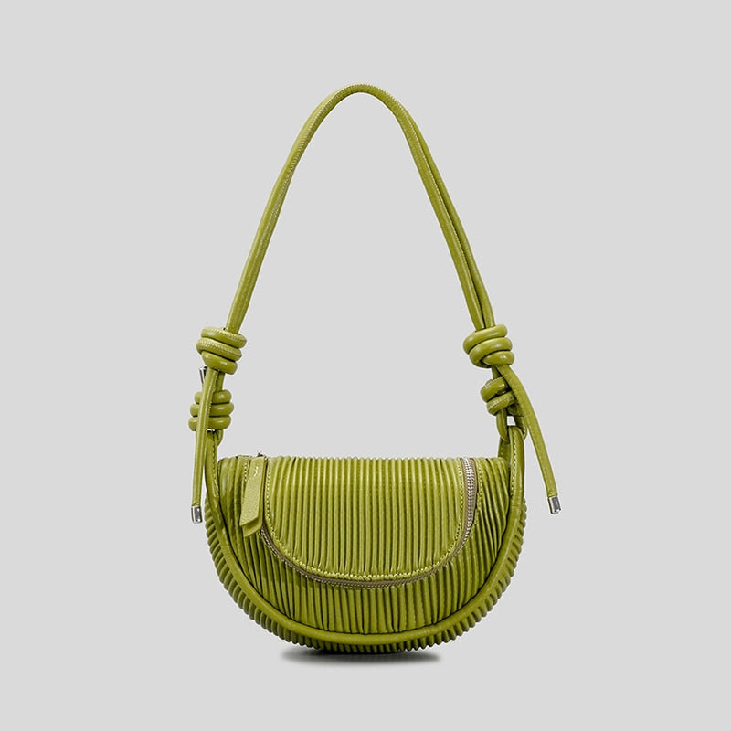 Malina Pleated Half Moon Saddle Bag - 6 Colors
