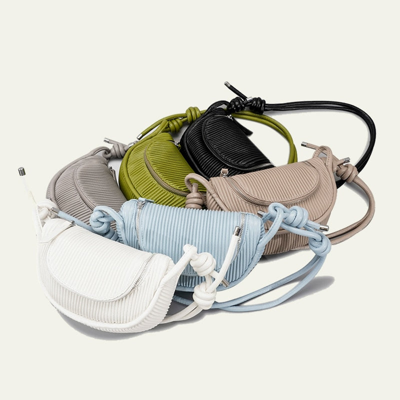 Malina Pleated Half Moon Saddle Bag - 6 Colors