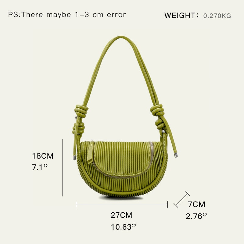 Malina Pleated Half Moon Saddle Bag - 6 Colors