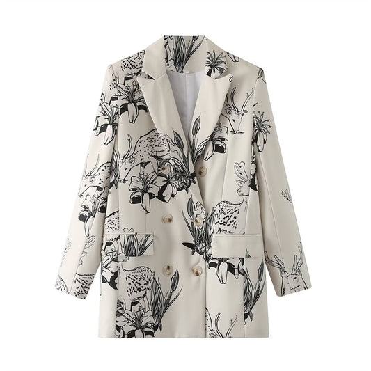 Mamiya Deer and Lilies Floral Prints Blazer