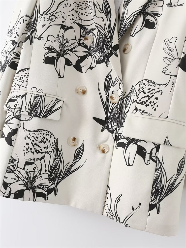 Mamiya Deer and Lilies Floral Prints Blazer