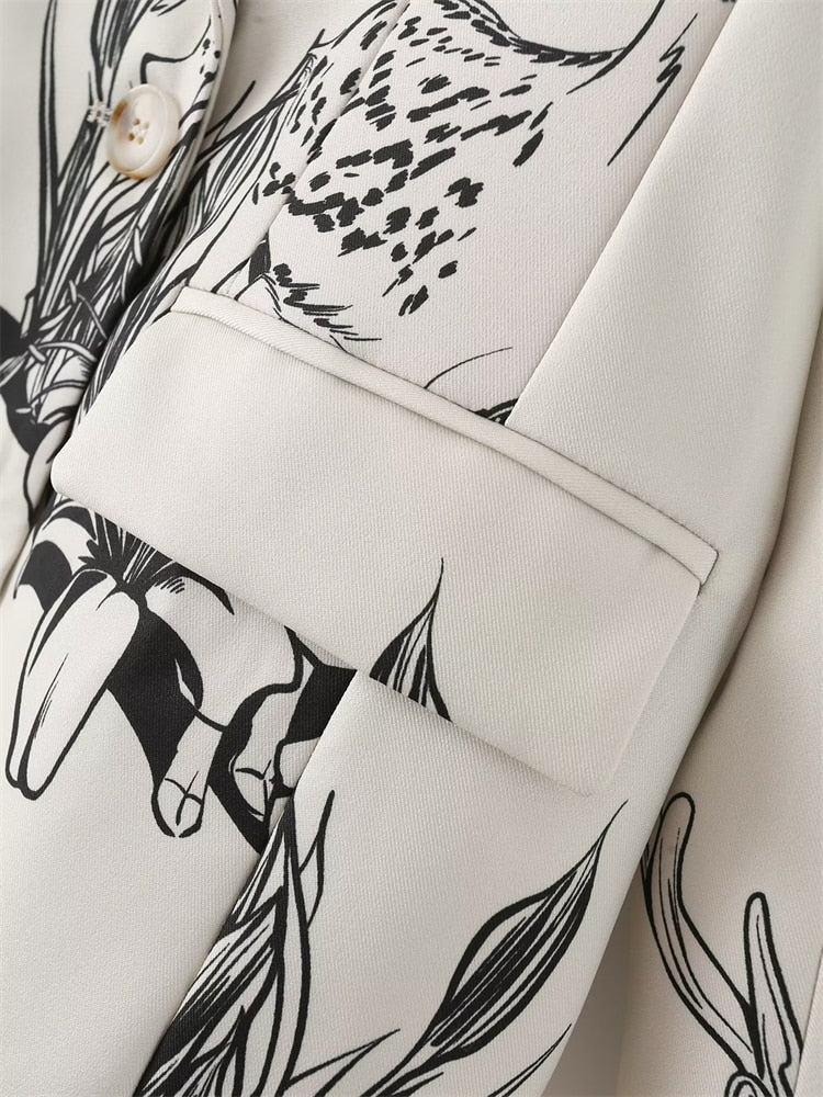 Mamiya Deer and Lilies Floral Prints Blazer