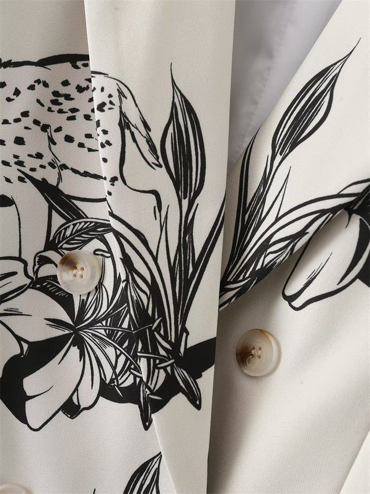 Mamiya Deer and Lilies Floral Prints Blazer