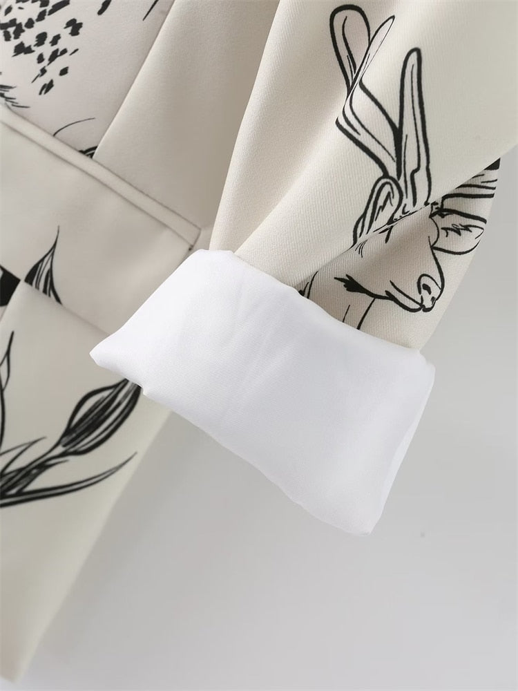 Mamiya Deer and Lilies Floral Prints Blazer