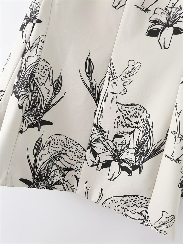 Mamiya Deer and Lilies Floral Prints Blazer