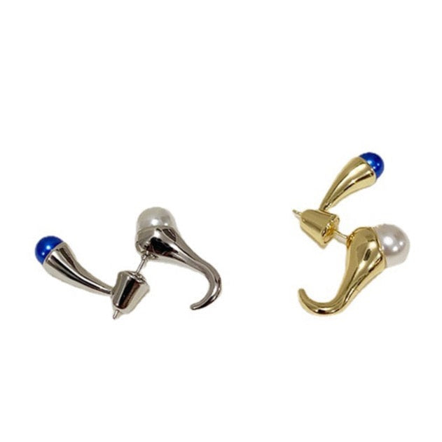 Manila Double Sided Pearl & Gemstone Stud Earrings - 2 Colors