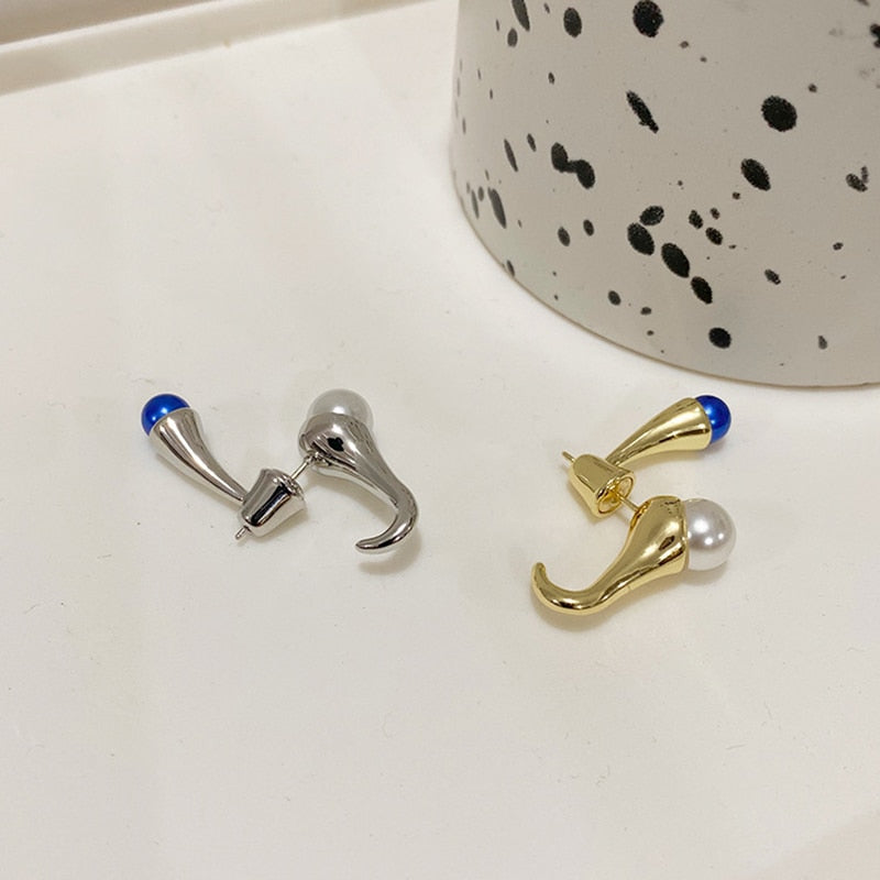 Manila Double Sided Pearl & Gemstone Stud Earrings - 2 Colors