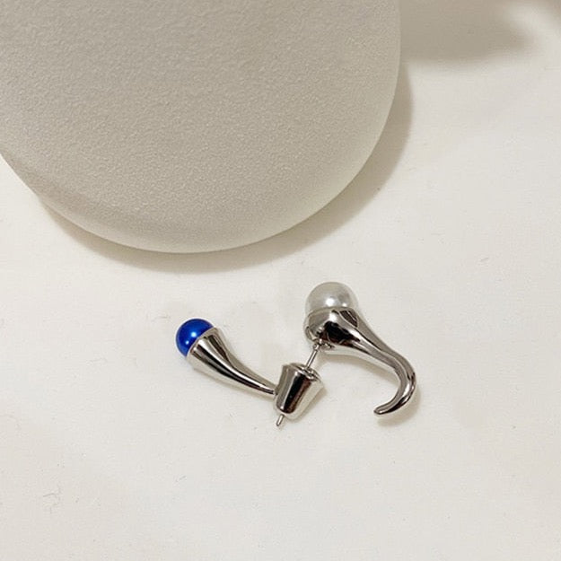 Manila Double Sided Pearl & Gemstone Stud Earrings - 2 Colors