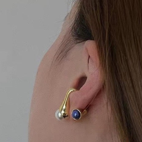 Manila Double Sided Pearl & Gemstone Stud Earrings - 2 Colors