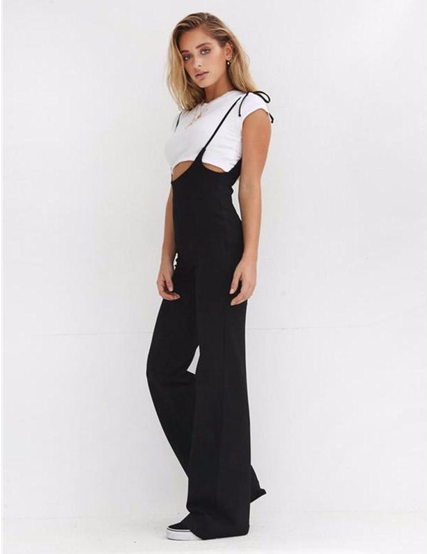 Mara Shoulder Strap Overall Wide Leg Pants