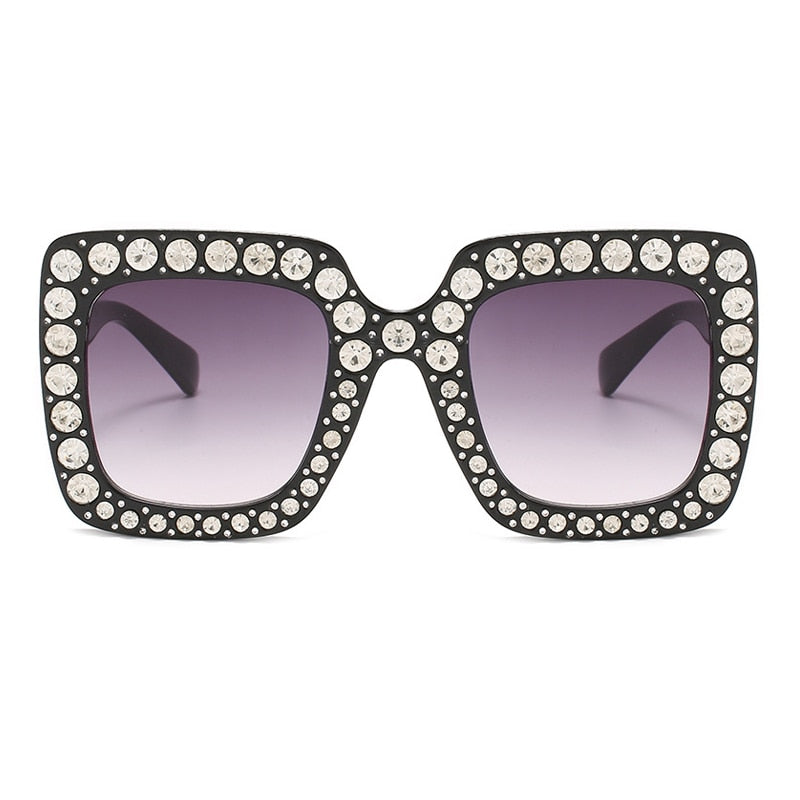 Maran Nerd Chic Oversized Rhinestone Square Sunglasses - 10 Colors
