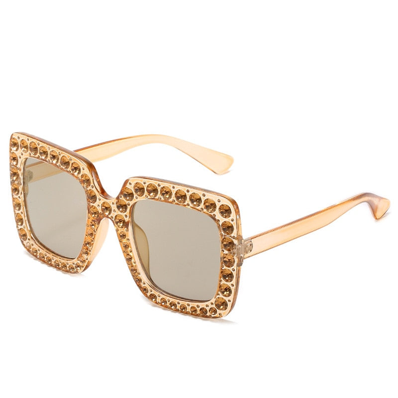 Maran Nerd Chic Oversized Rhinestone Square Sunglasses - 10 Colors